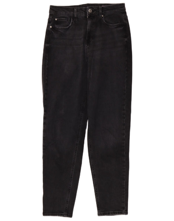 Marks & Spencer Γυναικεία Mom Tapered Jeans UK 10 Small W30 L29 Black Cotton
