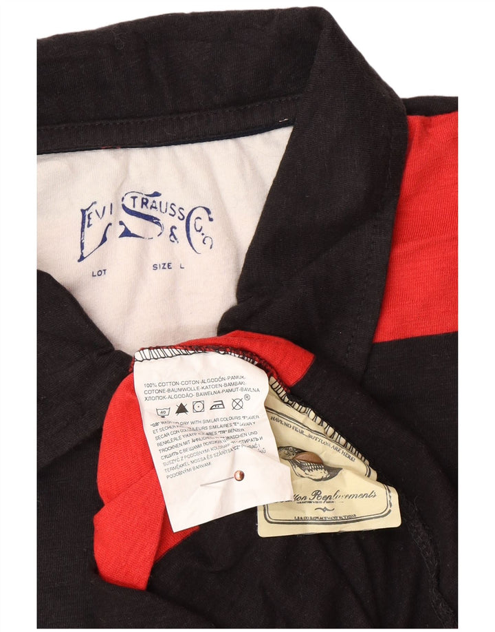 Ανδρικό μακρυμάνικο μπλουζάκι ράγκμπι πόλο LEVI'S μεγάλο κόκκινο ριγέ βαμβακερό