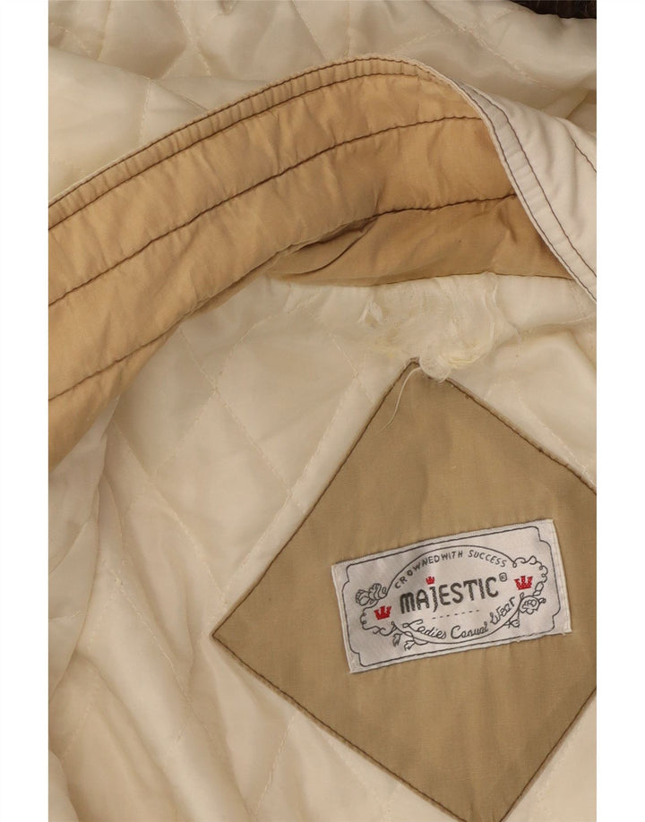 MAJESTIC Γυναικείο παλτό Duffle με κουκούλα UK 20 2XL Off White Floral