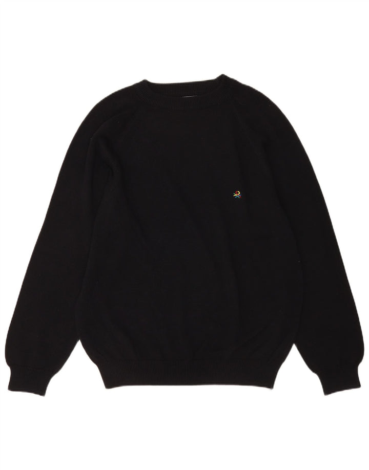 Ανδρικό πουλόβερ Benetton Crew Neck Jumper Μεγάλο μαύρο βαμβακερό