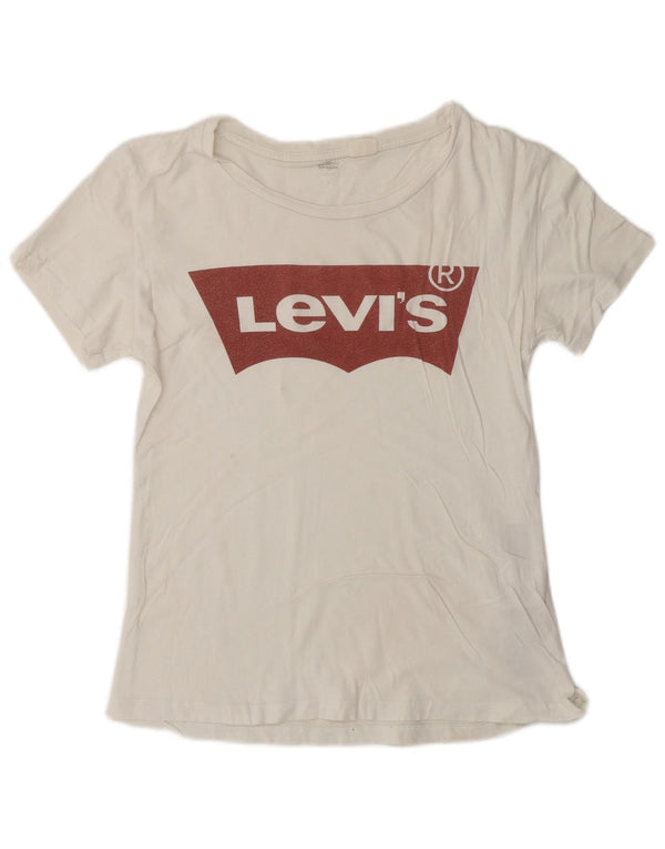 Γυναικείο γραφικό μπλουζάκι Levi's Top UK 10 Small λευκό βαμβακερό