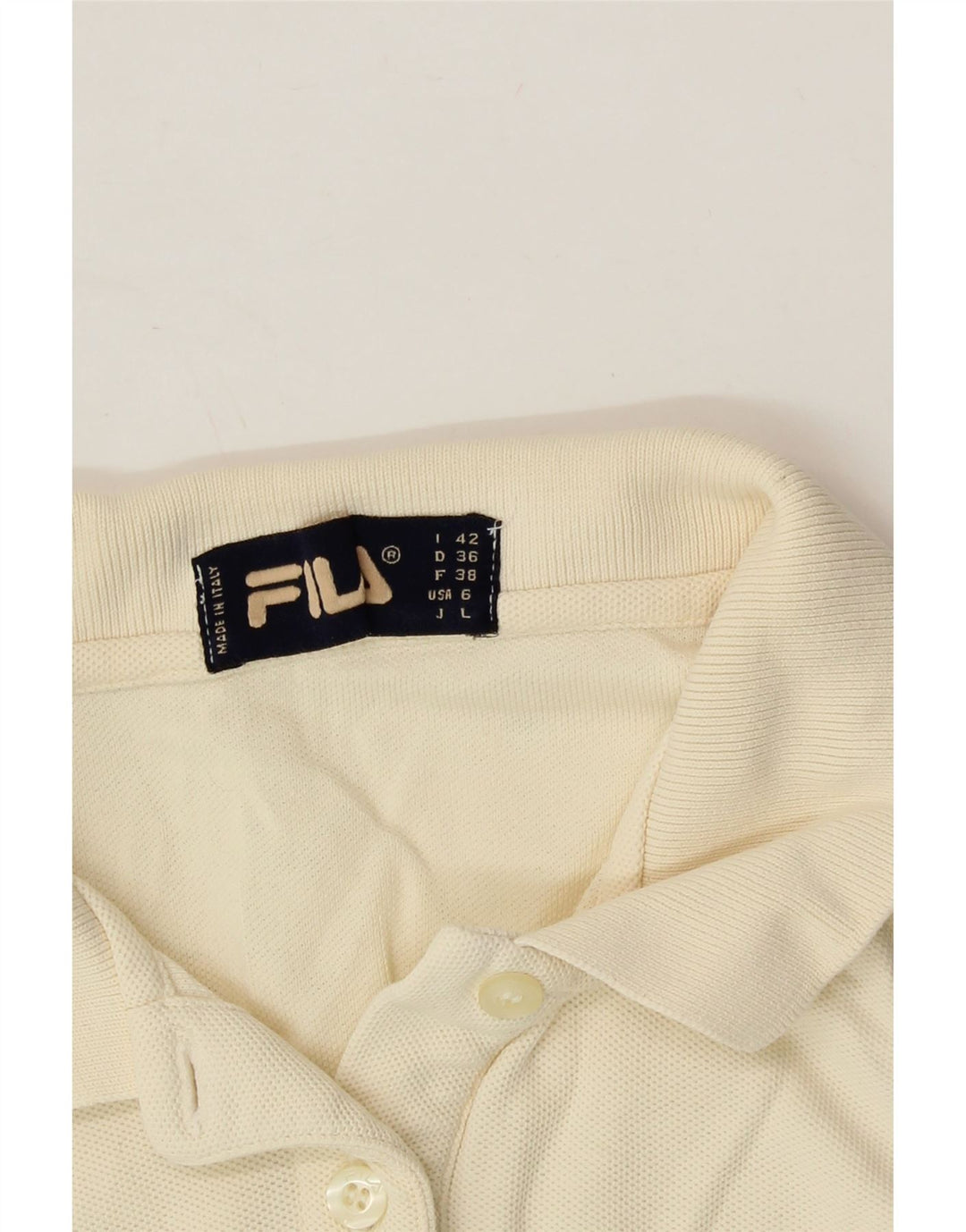 FILA Womens Sleeveless Polo Shirt IT 42 Medium Beige Cotton Vintage Fila and Second-Hand Fila from Messina Hembry 