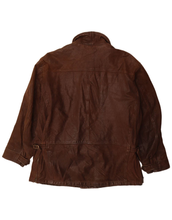 Ανδρικό δερμάτινο μπουφάν Hugo Boss UK 40 Large Brown Δερμάτινο