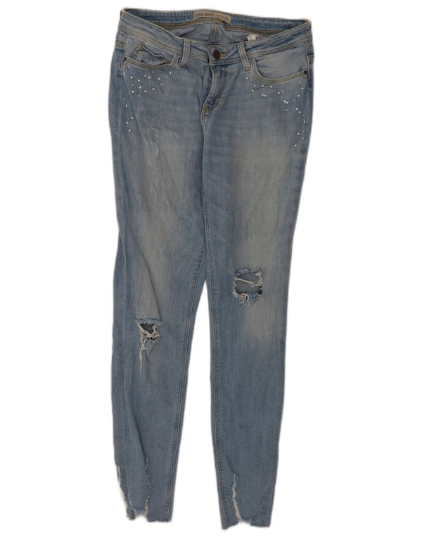 Zara γυναικεία στενόχωρα τζιν EU 36 XS W26 L27 Βαμβάκι με μπλε στίγματα