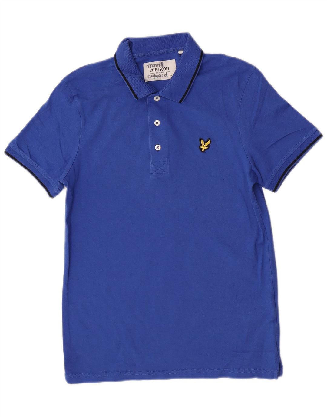 Ανδρικό πουκάμισο πόλο Lyle & Scott, μικρό μπλε βαμβακερό