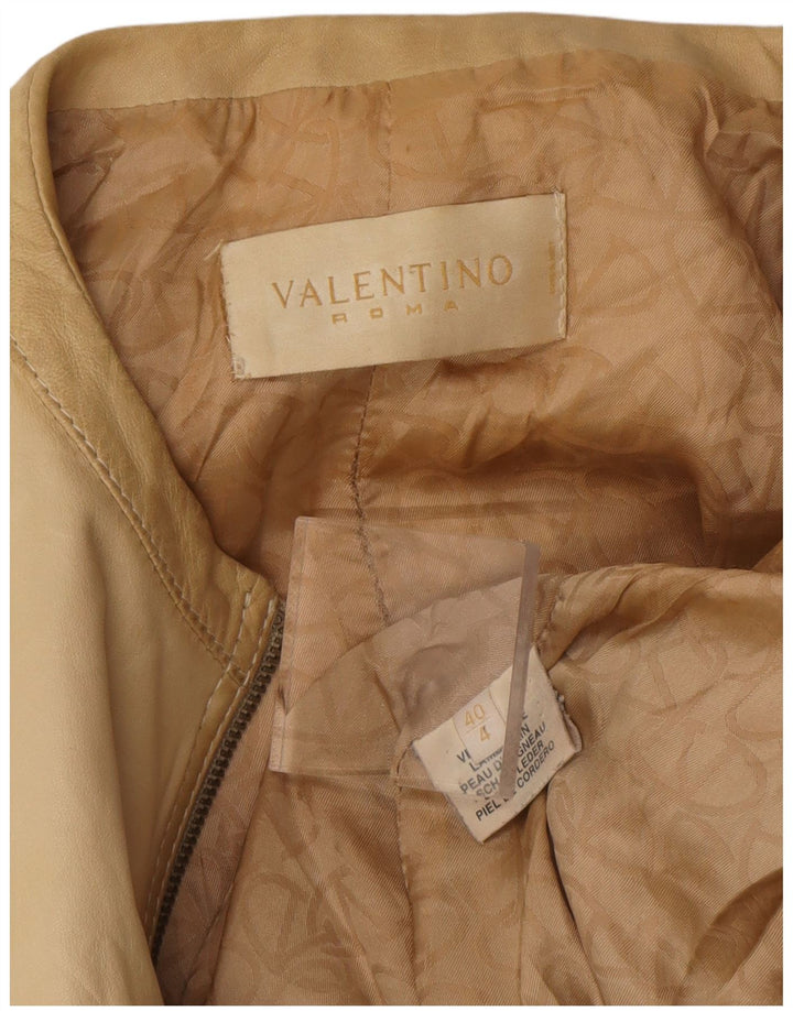 Valentino Γυναικείο Crop Δερμάτινο Μπουφάν IT 40 Small Beige Leather