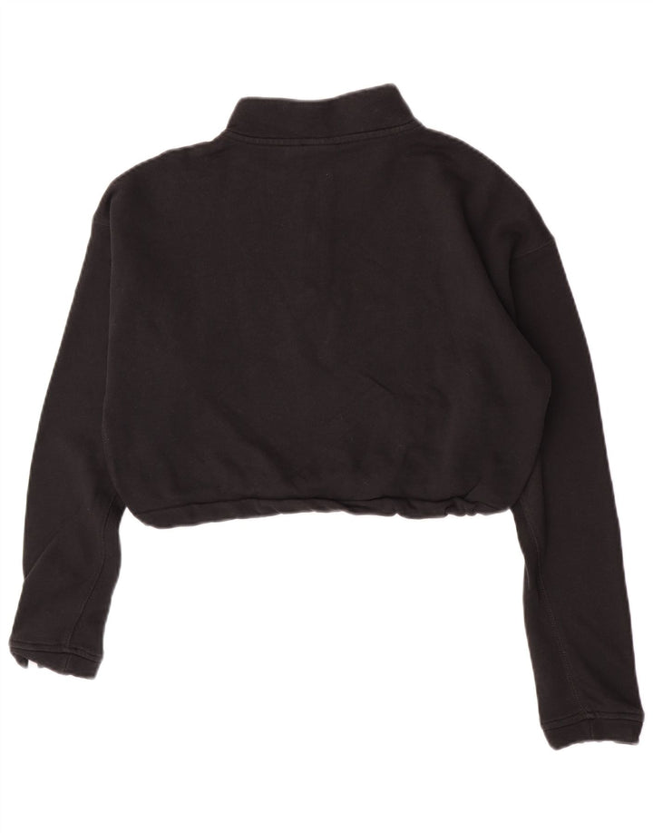 Γυναικείο φούτερ Adidas με φερμουάρ με λαιμόκοψη Jumper UK 12 μεσαίο μαύρο βαμβακερό