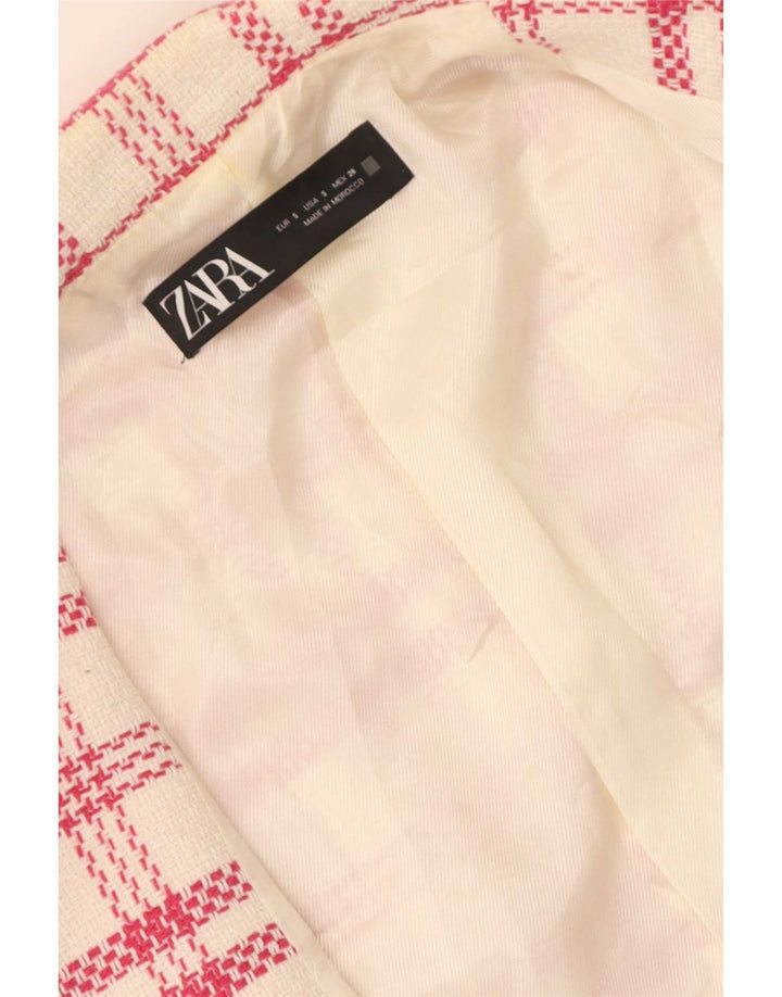 Zara Γυναικείο σακάκι με διπλό στήθος UK 10 Small White Check