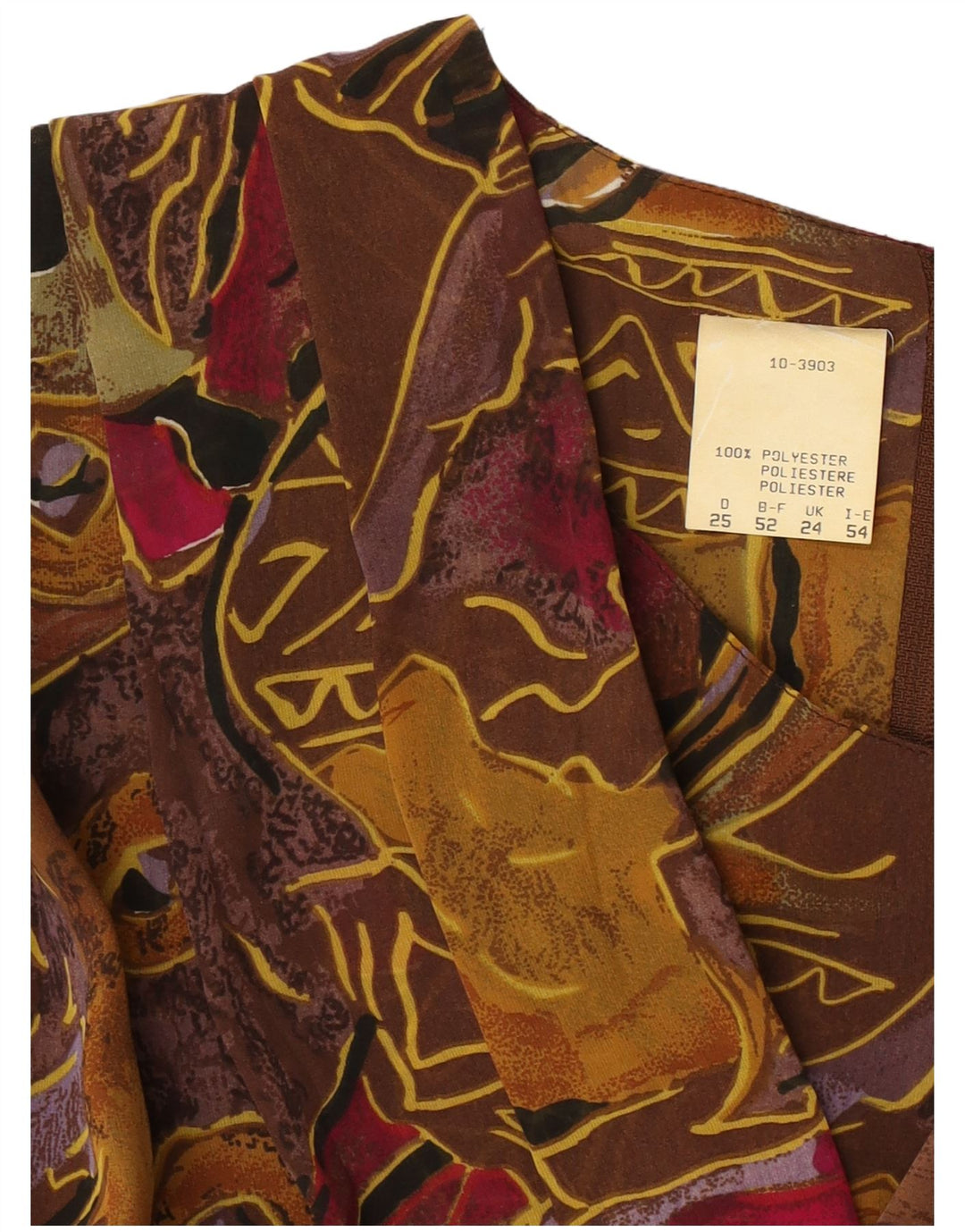 Vintage γυναικείο αφηρημένο σχέδιο 3/4 Φόρεμα με μανίκια UK 24 4XL καφέ