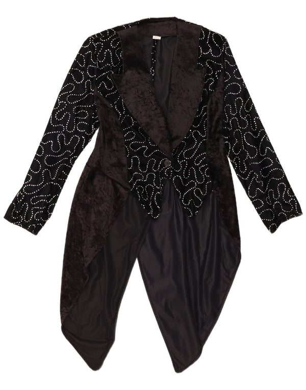 VINTAGE Γυναικείο Abstract Pattern Φρακ Μπουφάν Blazer IT 42 Μεσαίο Μαύρο