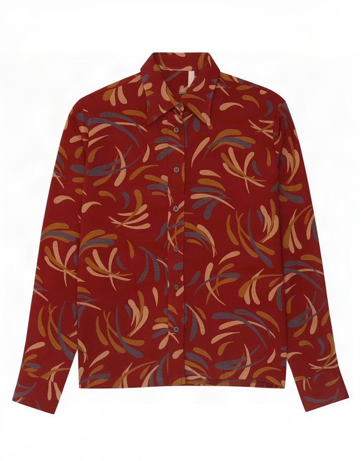 Vintage γυναικείο πουκάμισο αφηρημένο σχέδιο IT 48 XL Κόκκινο ακρυλικό