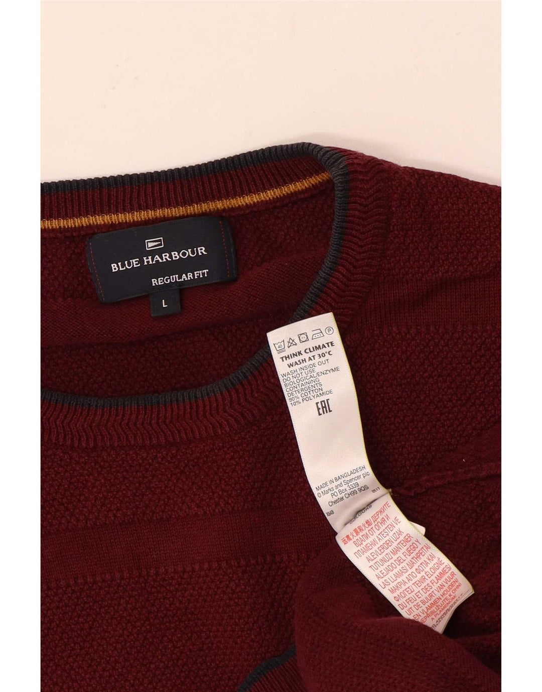 Ανδρικό πουλόβερ Marks & Spencer Blue Harbour Crew Neck Jumper Large Maroon