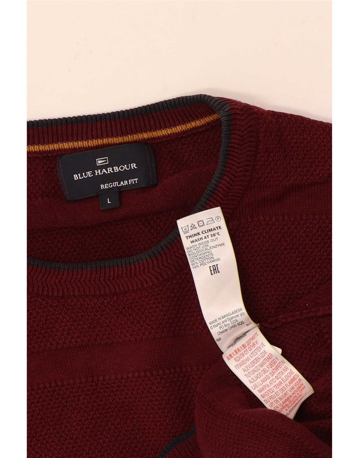 Ανδρικό πουλόβερ Marks & Spencer Blue Harbour Crew Neck Jumper Large Maroon