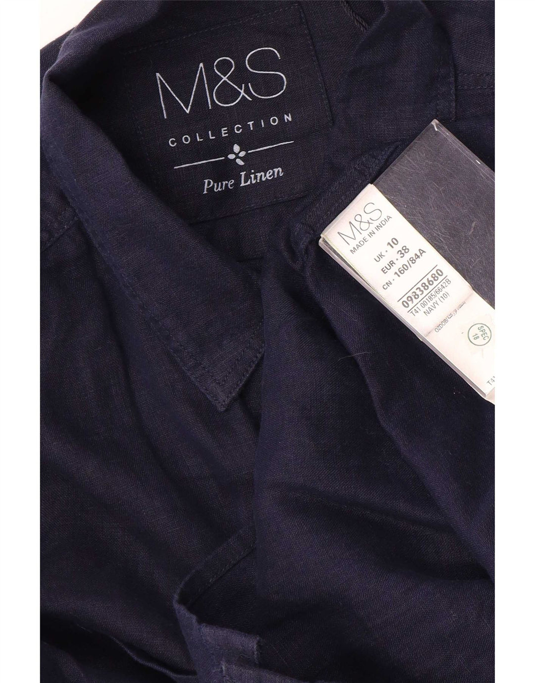 Marks & Spencer Γυναικείο πουκάμισο UK 10 Small Navy Blue Λινά