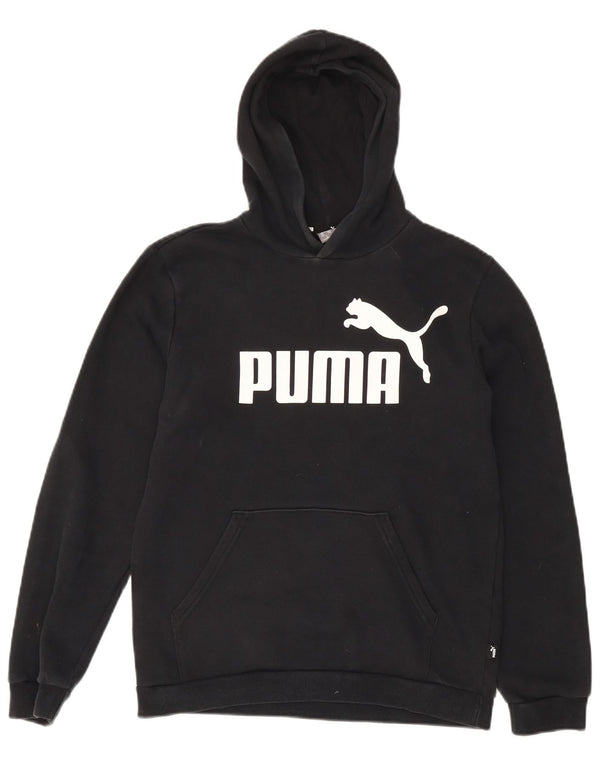 Puma Boys Graphic Hoodie Jumper 15-16 Years Navy Blue Cotton