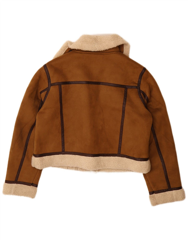 Zara Γυναικείο μπουφάν Sherpa UK 16 Large Brown Πολυεστέρας