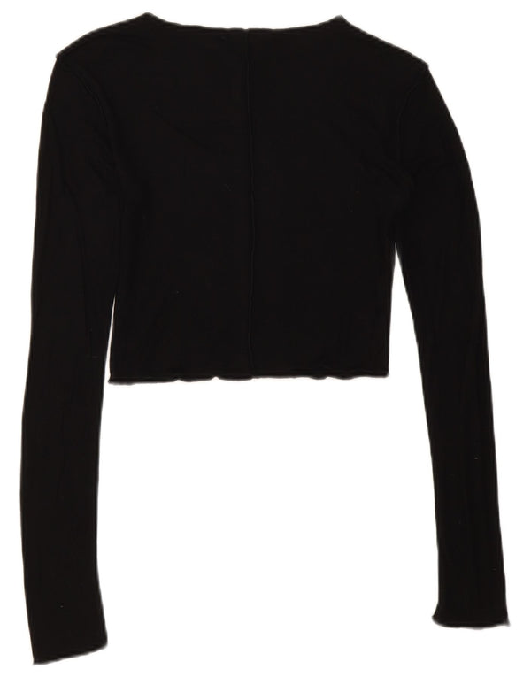 Zara Γυναικείο Crop Top Μακρυμάνικο UK 8 Small Black