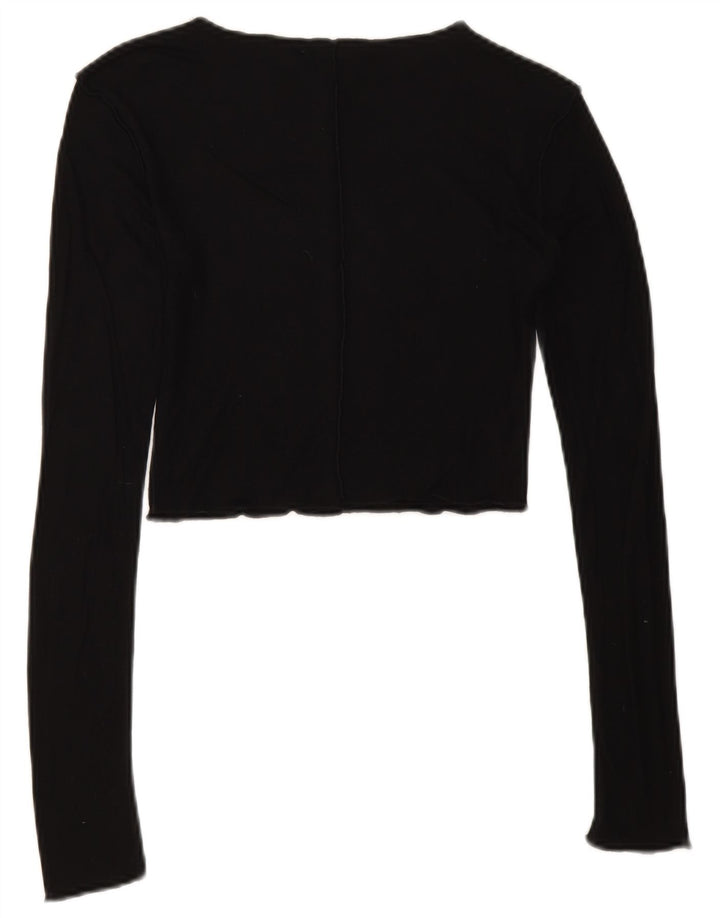 Zara Γυναικείο Crop Top Μακρυμάνικο UK 8 Small Black