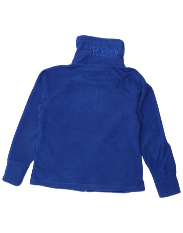 CALVIN KLEIN Γυναικείο γραφικό μπουφάν φλις UK 14 μεσαίο μπλε πολυεστέρας