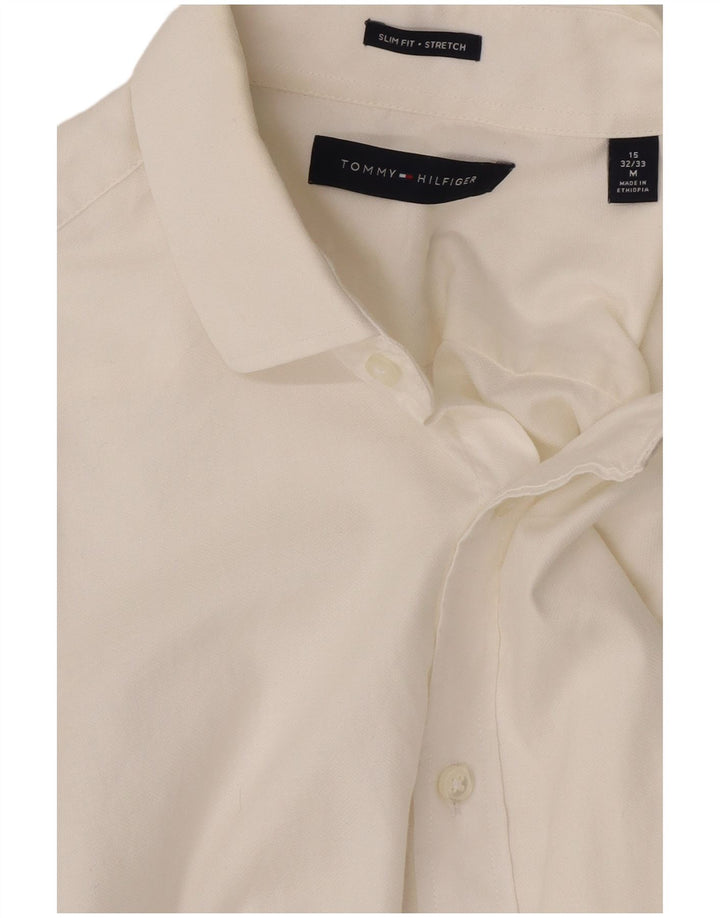 Ανδρικό πουκάμισο Tommy Hilfiger Slim Fit Μέγεθος 15 Μεσαίο λευκό βαμβακερό