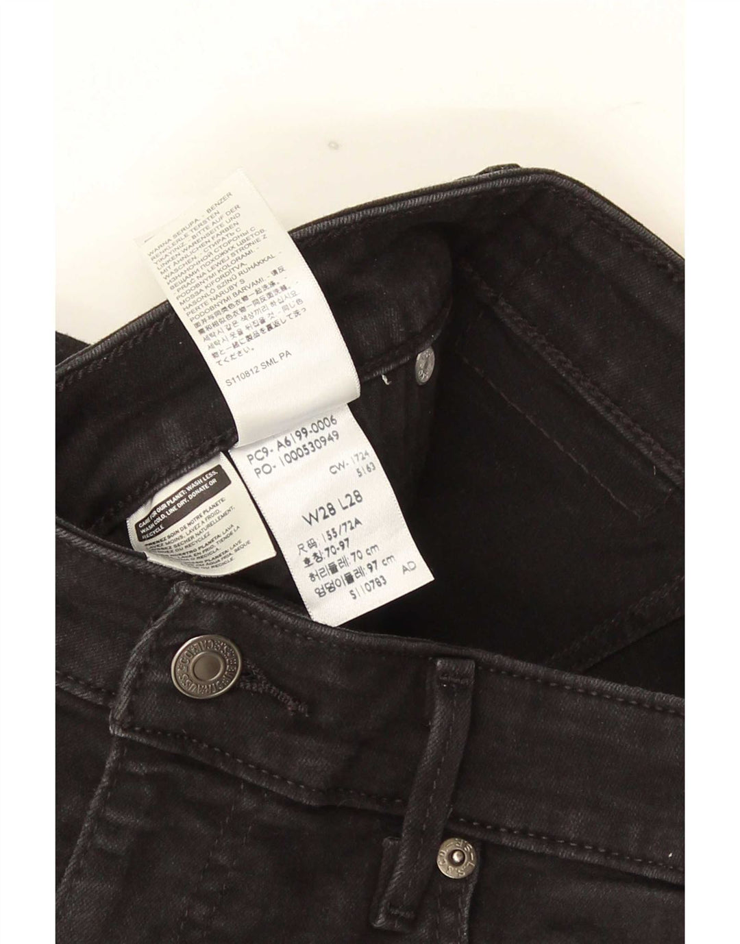 Levi's Womens 712 Slim Jeans W28 L28 Μαύρο βαμβακερό