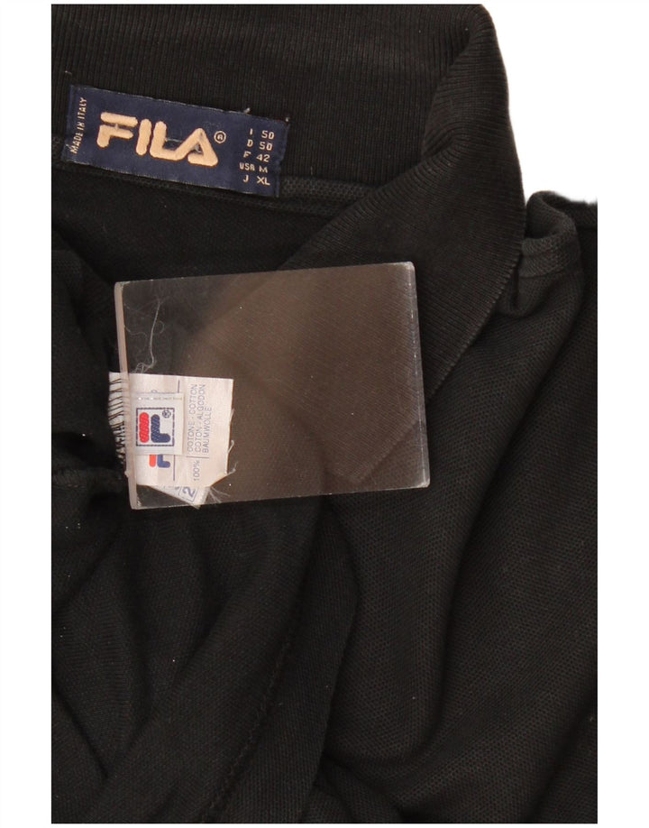 Fila Ανδρικό μακρυμάνικο μπλουζάκι πόλο IT 50 Μεσαίο μαύρο βαμβακερό