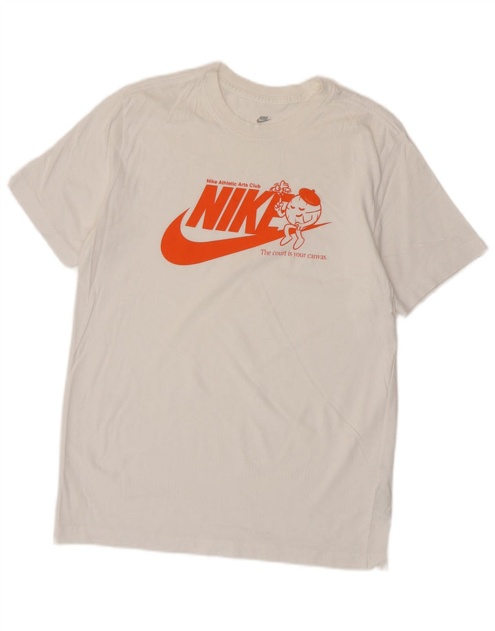 Ανδρικό γραφικό μπλουζάκι NIKE, μεσαίο, βαμβακερό σε λευκό χρώμα