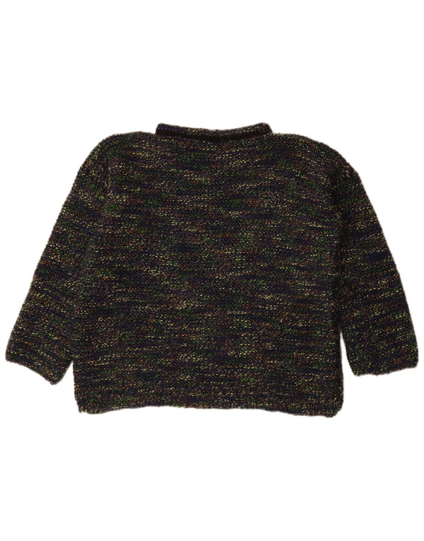 Vintage γυναικείο πουλόβερ με λαιμό χελώνα UK 14 Large Navy Blue Flecked
