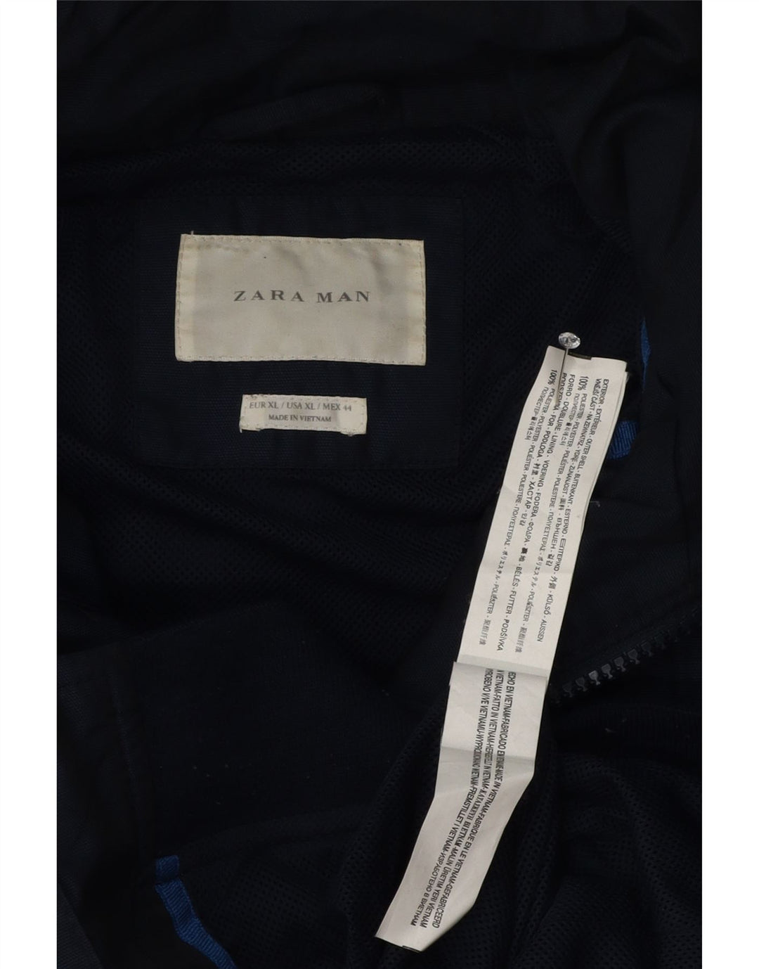 Zara Ανδρικό μπουφάν με κουκούλα Bomber UK 42 XL Navy Blue Polyester