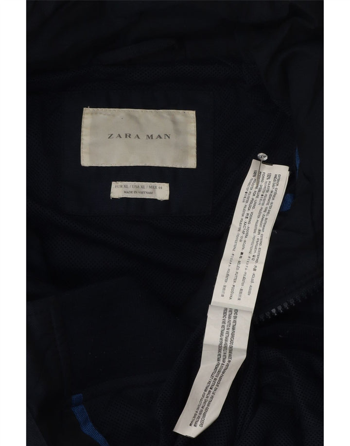 Zara Ανδρικό μπουφάν με κουκούλα Bomber UK 42 XL Navy Blue Polyester
