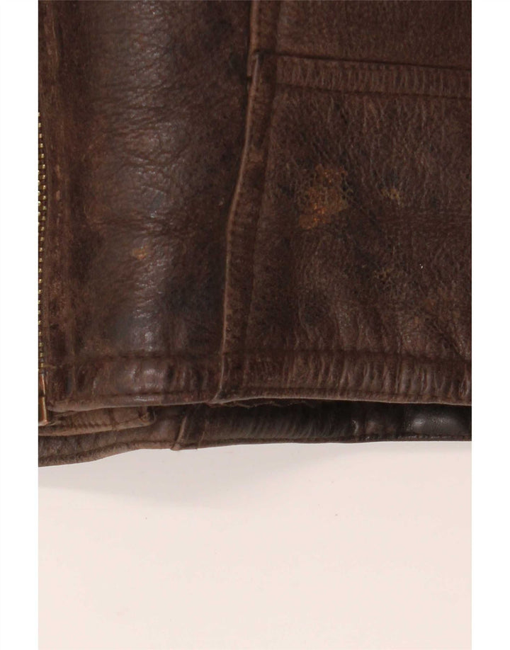 Vintage Ανδρικό Sherpa Leather Jacket UK 40 Large Brown
