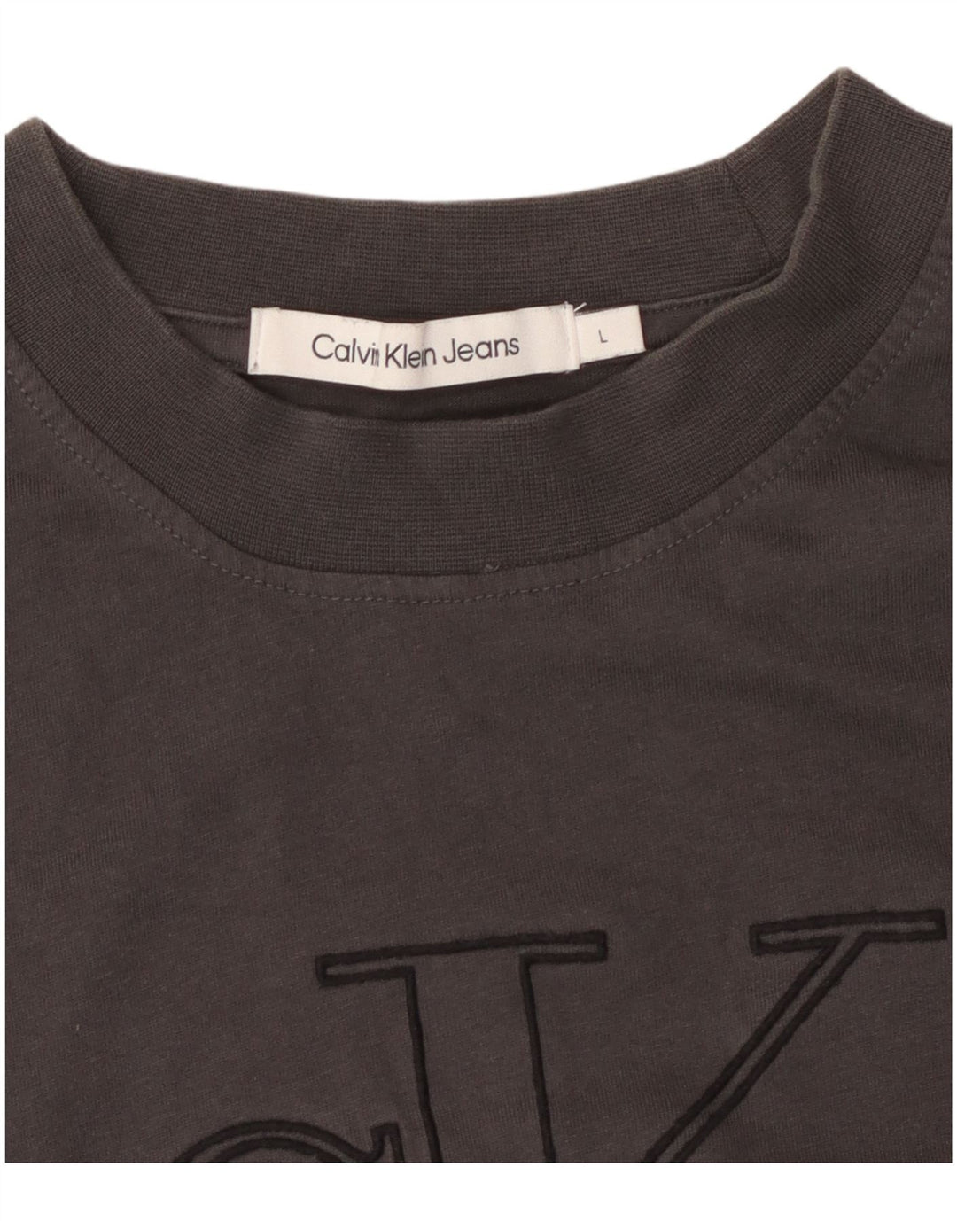 Γυναικείο γραφικό μπλουζάκι CALVIN KLEIN JEANS Top UK 14 Large Grey