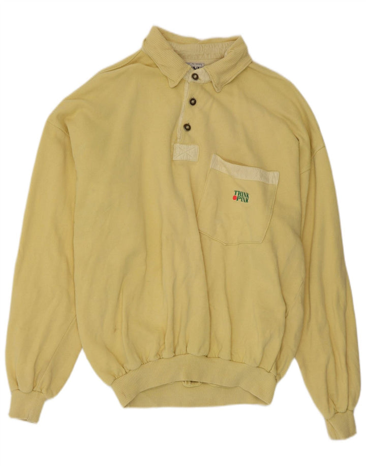Ανδρική μπλούζα Think Pink Polo Jumper IT 50 μεσαίου κίτρινου βαμβακερού