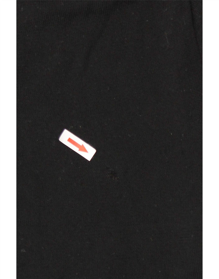 Fred Perry Ανδρικό πουλόβερ με λαιμόκοψη με V λαιμόκοψη, μεσαίο μαύρο μαλλί Merino