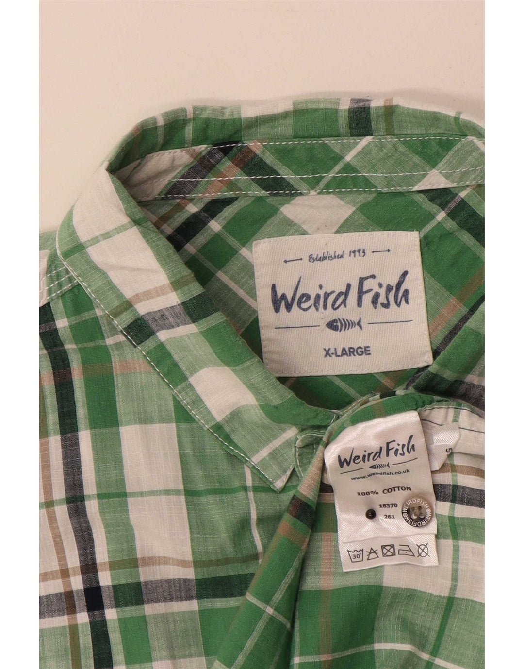 Ανδρικό κοντομάνικο πουκάμισο Weird Fish XL Green Check Cotton