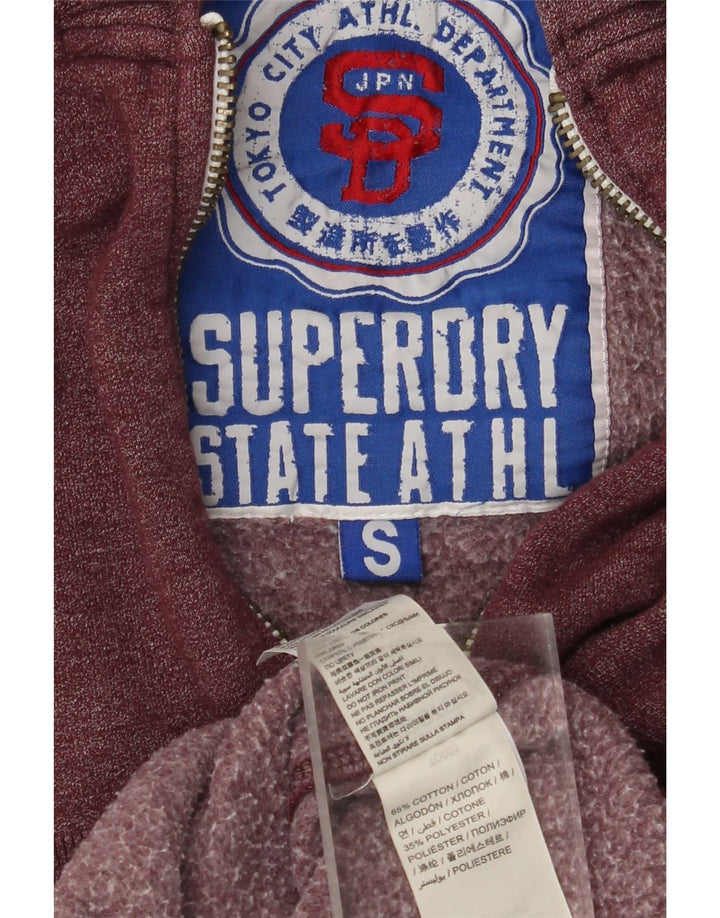 Ανδρικό πουλόβερ με κουκούλα με φερμουάρ SUPERDRY Μικρό βαμβακερό μπορντό