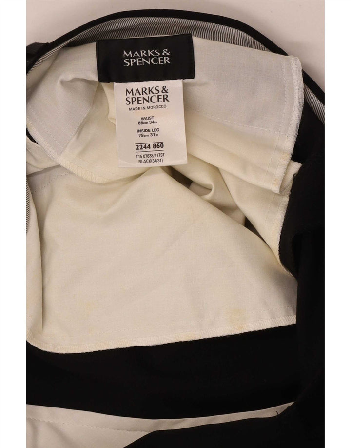 Marks & Spencer Ανδρικό παντελόνι με καρφίτσα W34 L31 Μαύρο πολυεστέρα
