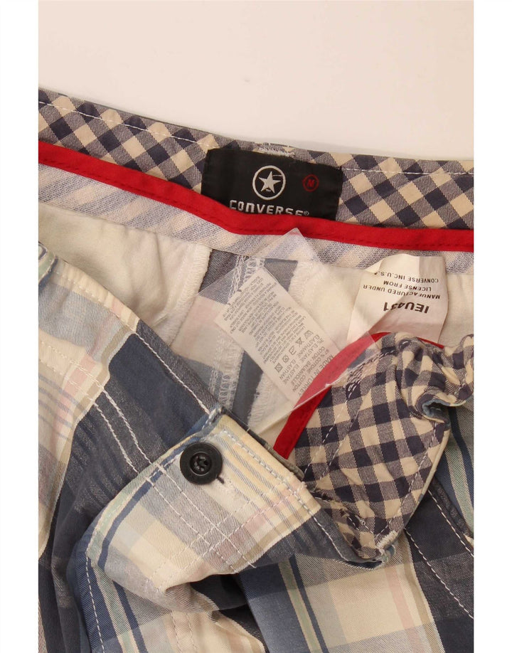 Ανδρικό σορτς chino Converse μεσαίο W32 Navy Blue Check Βαμβακερό