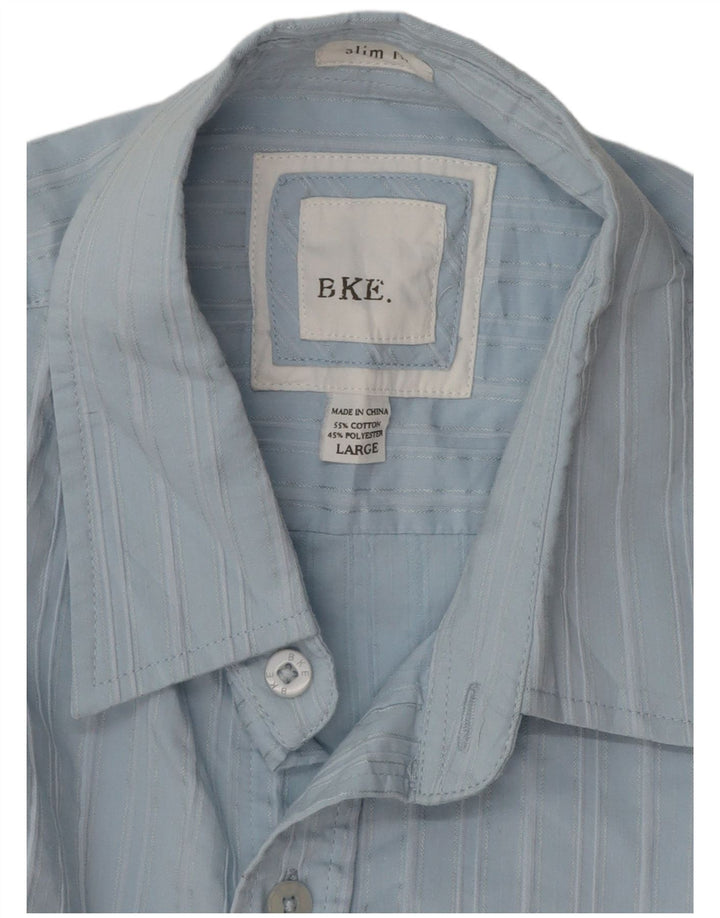 Ανδρικό πουκάμισο BKE Slim Fit μεγάλο μπλε ριγέ βαμβακερό