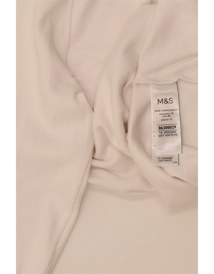 Marks & Spencer Γυναικείο τοπ μακρυμάνικο UK 16 μεγάλο λευκό βαμβακερό