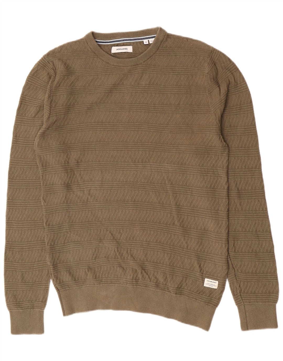Jack & Jones Ανδρικό πουλόβερ με λαιμόκοψη, μεσαίο πράσινο γεωμετρικό βαμβάκι