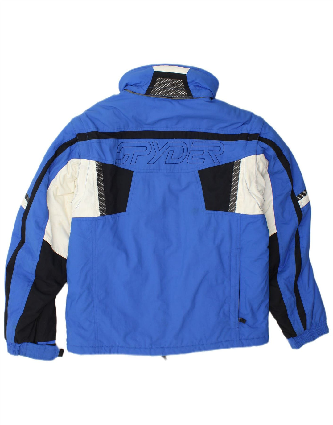 Spyder Boys Hooded Ski Jacket 15-16 Years XL Blue Colorblock Polyester