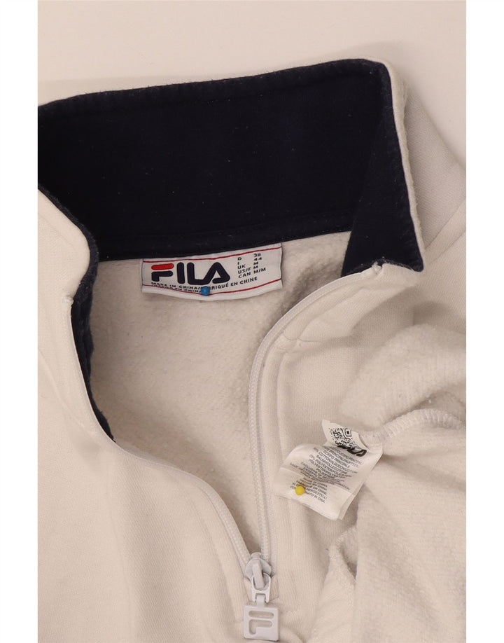 Γυναικείο φούτερ FILA με φερμουάρ με λαιμόκοψη Jumper UK 14 μεσαίο λευκό βαμβακερό
