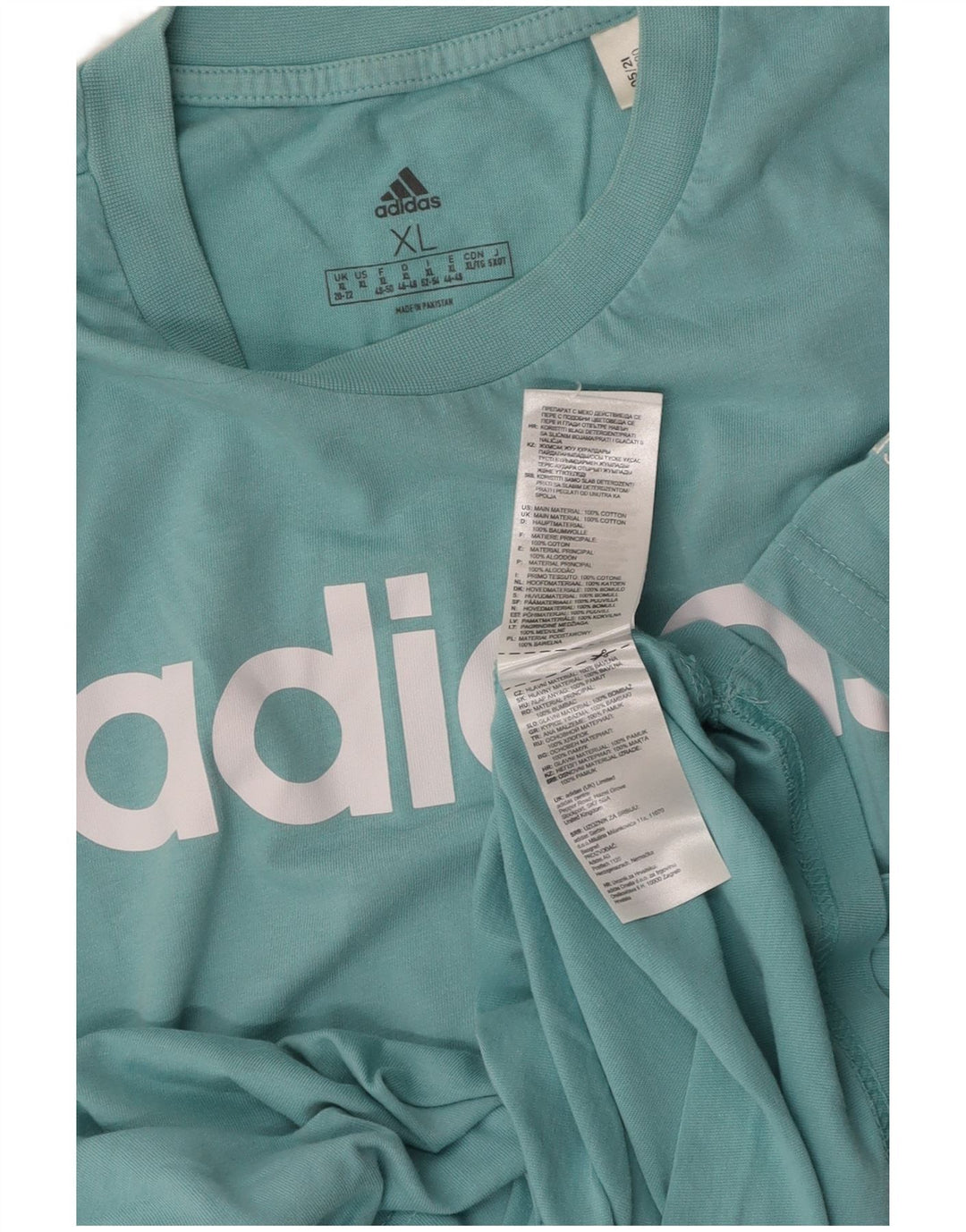 Γυναικείο γραφικό μπλουζάκι ADIDAS τοπ UK 20/22 XL μπλε βαμβακερό