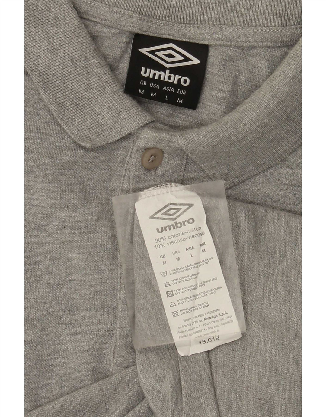 Ανδρικό μακρυμάνικο μπλουζάκι πόλο UMBRO, μεσαίο βαμβακερό γκρι