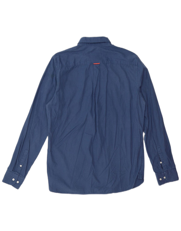 Ανδρικό πουκάμισο SUPERDRY Μεσαίο μπλε βαμβακερό Houndstooth