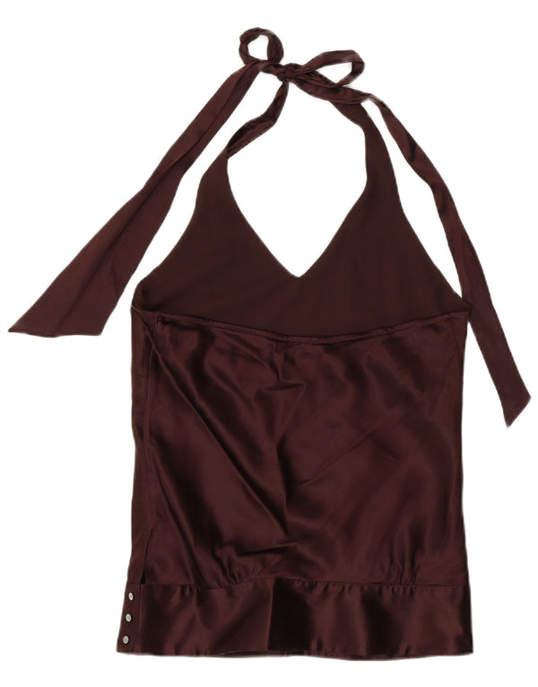 COAST Γυναικείο Halter Top UK 10 Small Brown Silk
