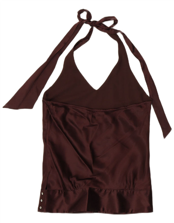 COAST Γυναικείο Halter Top UK 10 Small Brown Silk