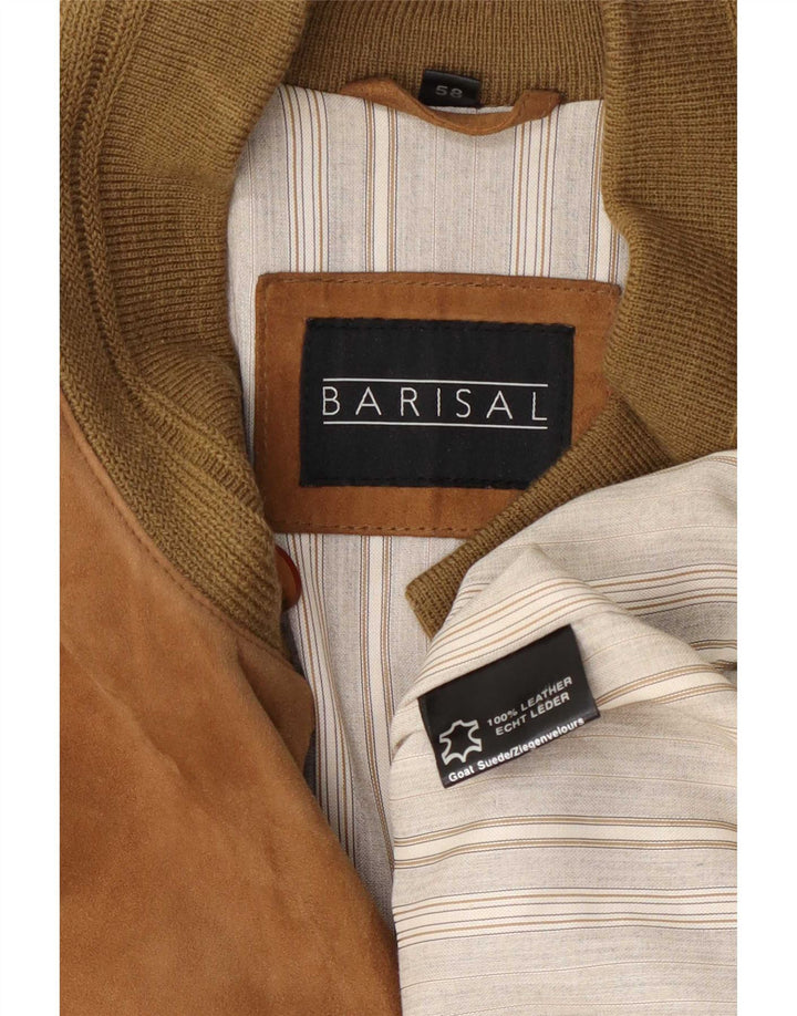 Barisal Ανδρικό Suede Bomber Jacket IT 58 4XL Beige Leather