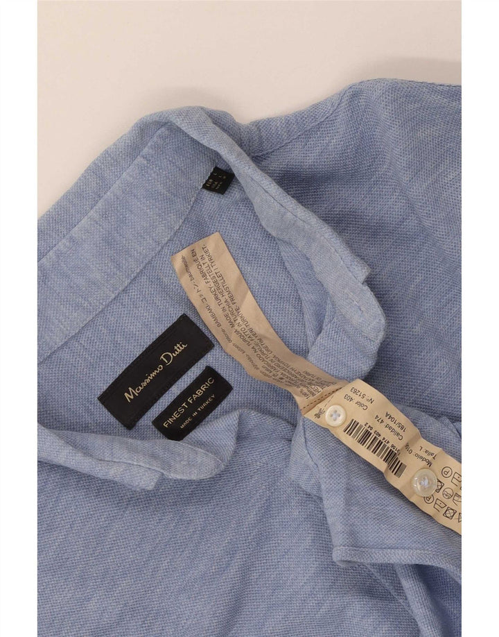 Ανδρικό πουκάμισο Massimo Dutti, μεγάλο μπλε βαμβακερό
